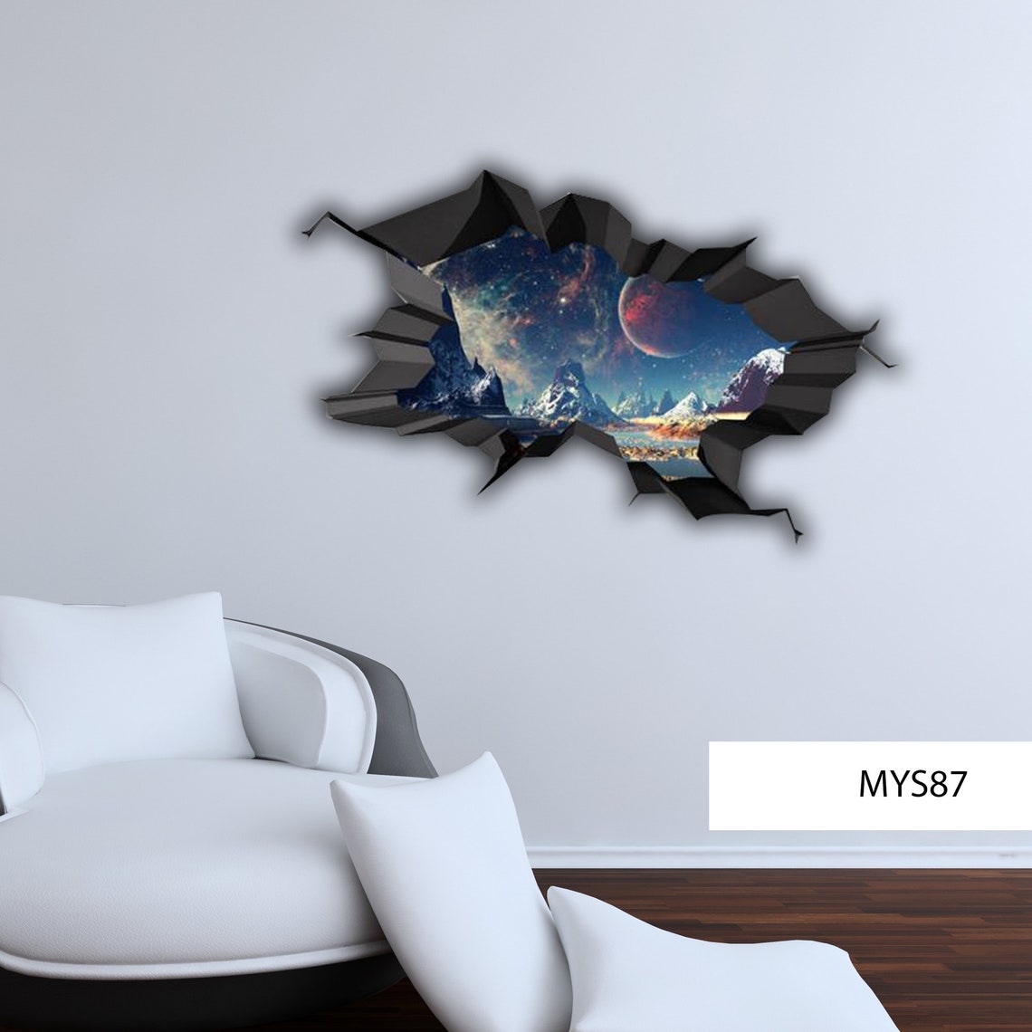 Earth & Moon Wall Decal Space Decal Galaxy Wall Art Space Etsy