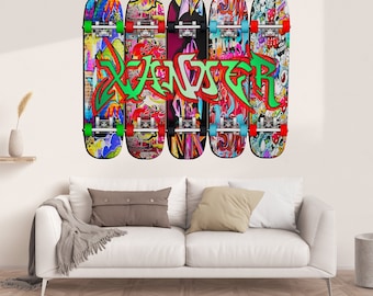 Calcomanía de pared personalizada para patineta: vinilo con nombre de grafiti