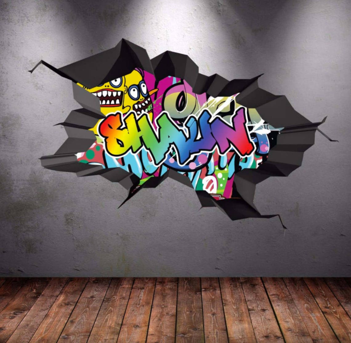 GRAFFITI WALL DECAL Decals Stickers Brick Custom Name Mural Etsy