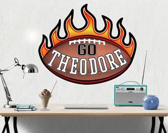 Vinilo decorativo personalizado con nombre en forma de balón de fútbol: arte de pared de vinilo duradero