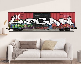 Calcomanía de pared con nombre de grafiti ferroviario personalizado - Decoración infantil