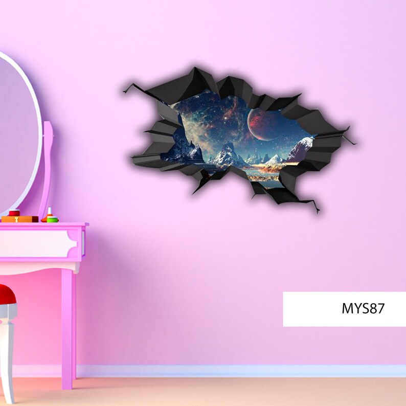 Earth & Moon Wall Decal Space Decal Galaxy Wall Art Space Etsy