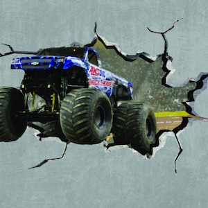 Monster Truck Wall Decal, 3D Monster Truck Sticker, Removable Vinyl Sticker, Truck Deal, Boys Room Decor, Removable Wall Decal