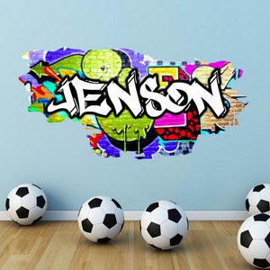 Personalized Graffiti Decal, Custom Name Wall Decal, Hip Hop Wall Decor, Vinyl Art Sticker, Custom Boys Room Wall Art, Removable Wall Mural