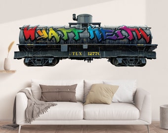 Calcomanía de pared de vagón de ferrocarril con grafiti personalizado - Decoración infantil
