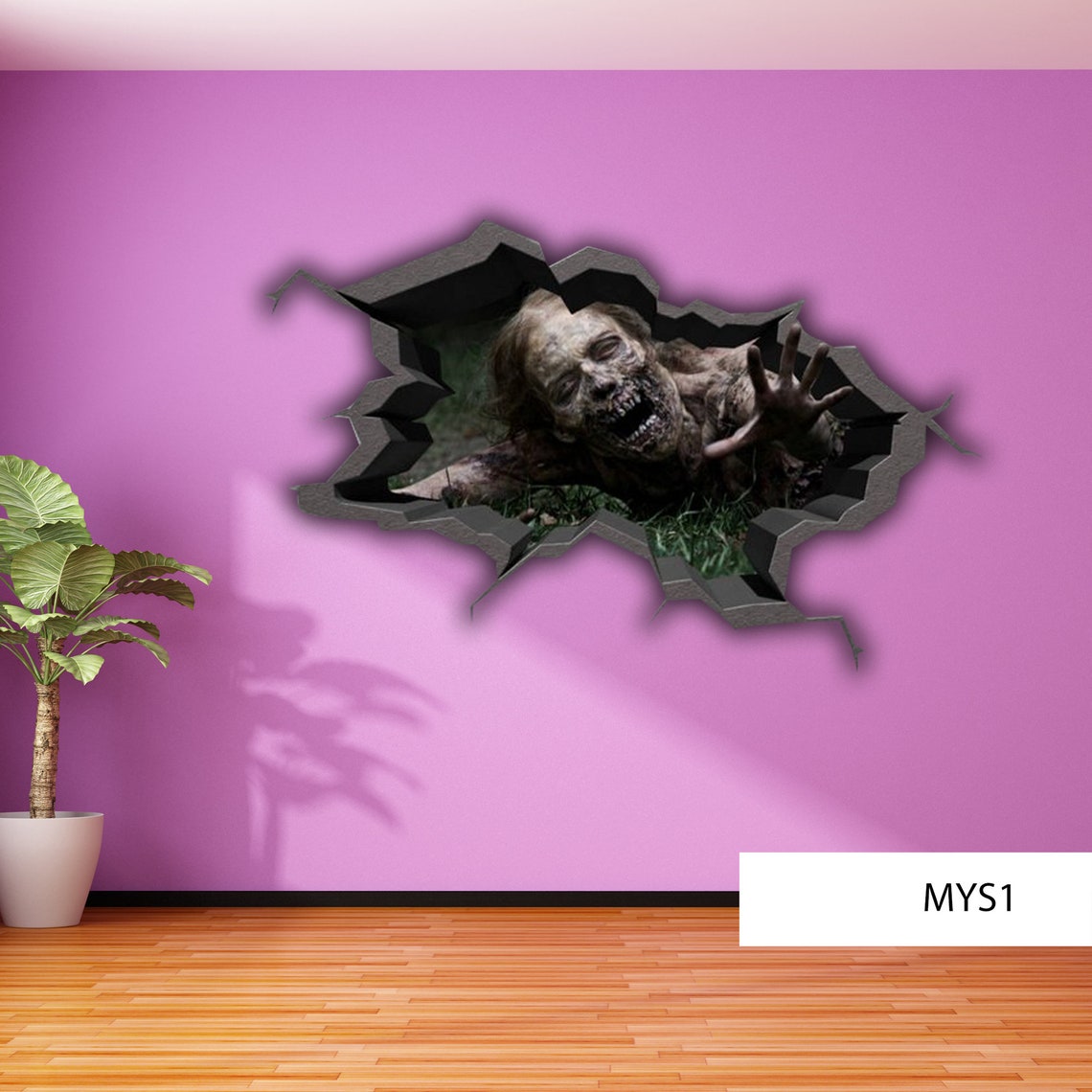 ZOMBIE WALL DECAL Halloween Wall Sticker 3D Halloween Etsy