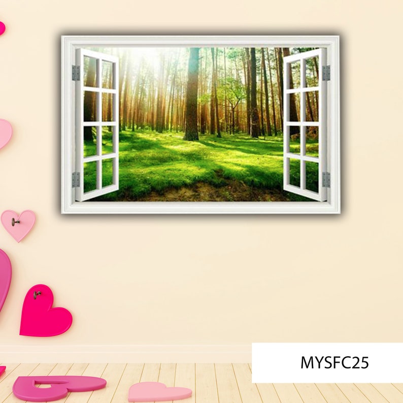 WINDOW WALL DECAL Frame Wall Decal Tree Wall Decal Greenery Etsy