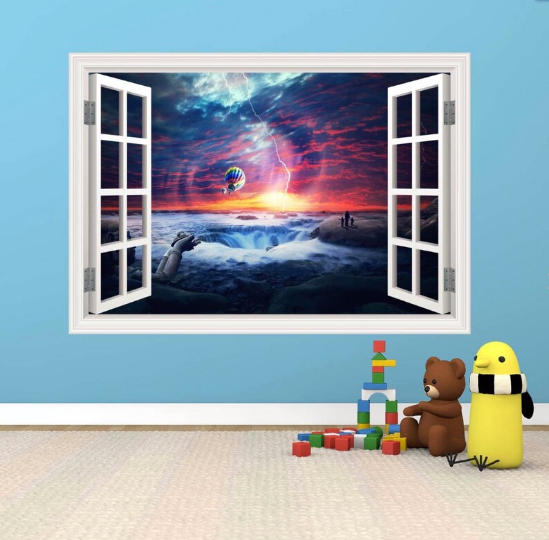 SEA WALL DECAL Storm Wall Decal Window Frame Mural Unique Etsy