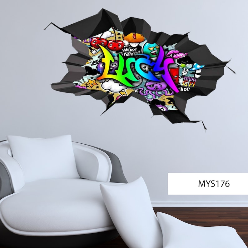 CONCRETE WALL DECAL Graffiti Style Decal Office Room Décor Etsy