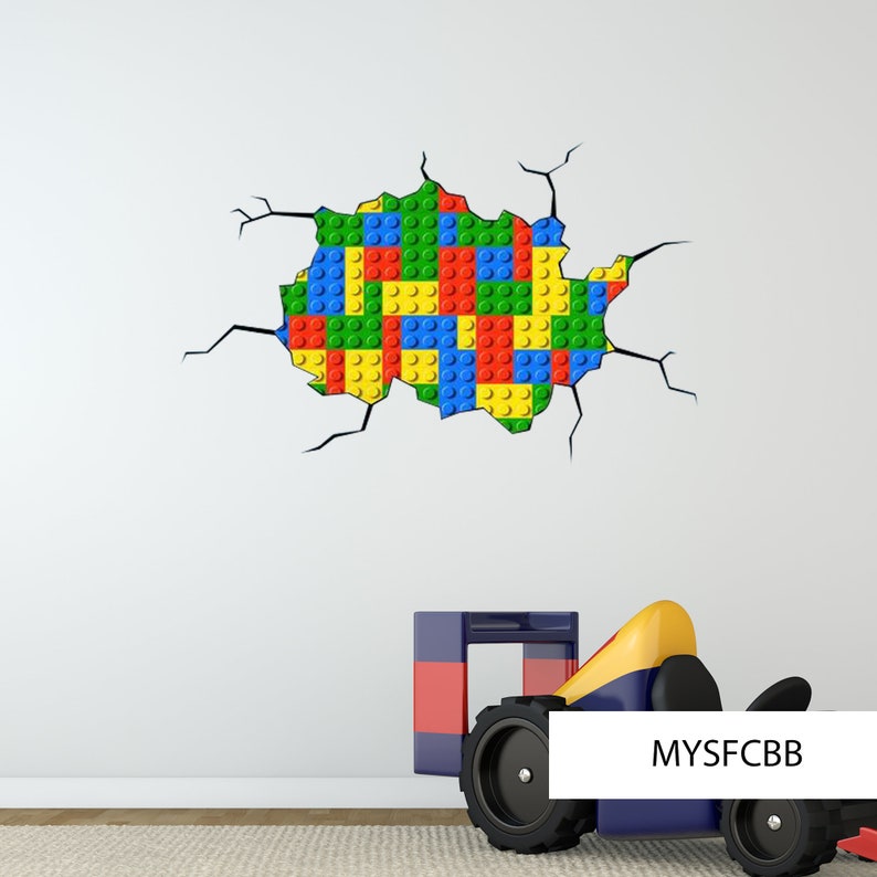 LEGO WALL DECAL Cracked Wall Mural Children Wall Decal Etsy