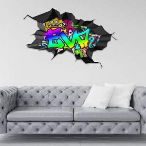 Personalized Name Wall Decal, Graffiti Wall Art, Custom Wall Sticker, Gift For Kids, Wall Art Mural, Hip Hop Sticker, Kids Room Decor