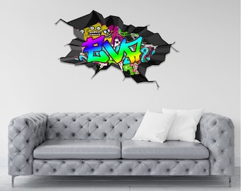 Personalized Graffiti Name Wall Decal: Custom Kids Room Decor