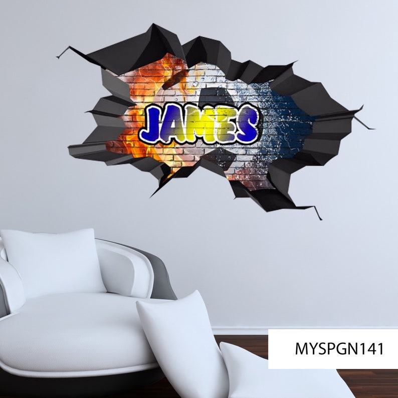 CONCRETE CRACKED ART Vinyl Wall Stickers Custom Name Decal Etsy