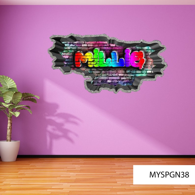 CONCRETE WALL MURAL Custom Name Decal 3d Wall Decal Cracked Etsy