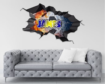 Custom Name Graffiti Wall Decal: 3D Vinyl Sticker, Kids Room Decor
