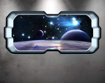3D Galaxy Wall Decal: Space Window View, Kids Room Decor