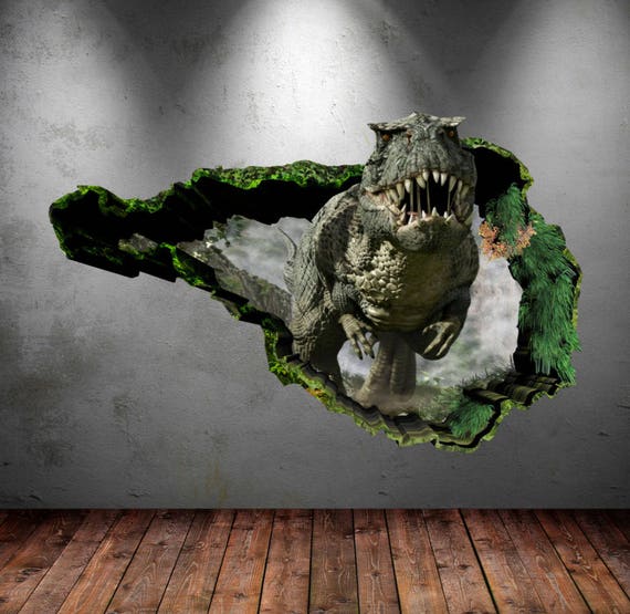 T-Rex Dinosaur Wall Decal Kids 3D Wall Mural Dinosaur Wall - Etsy