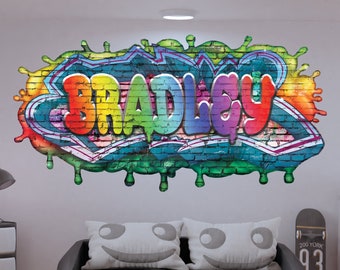 Calcomanía de pared con nombre de grafiti personalizado: decoración para habitación infantil