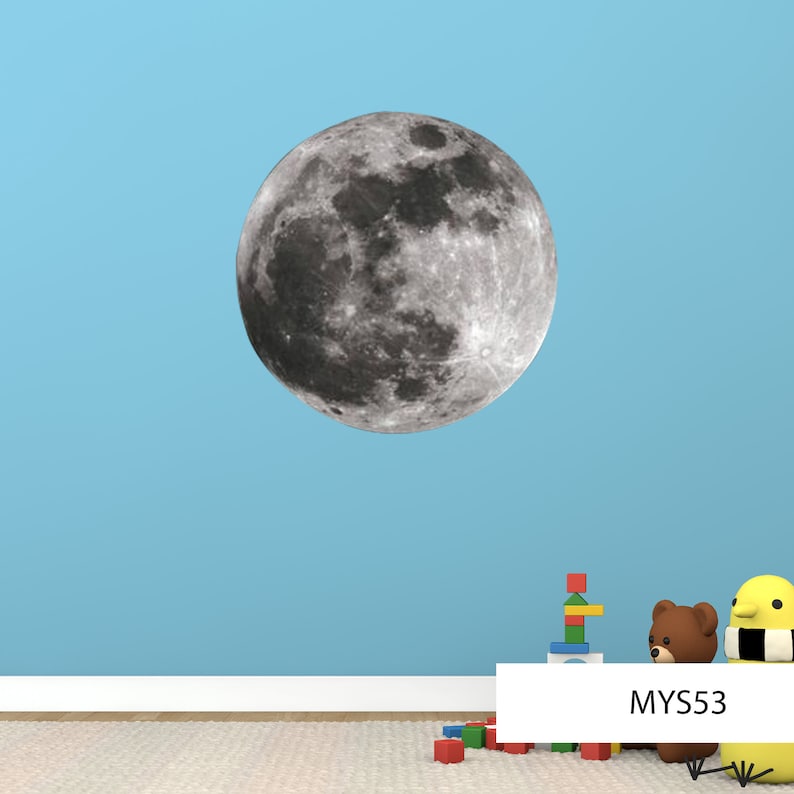 Full Moon Wall Sticker Moon Wall Decal Space Wall Sticker Etsy