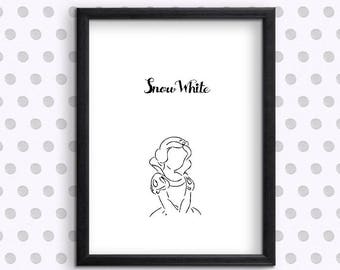 Princess Snow White Digital Art Print for instant download - Snow White Character Instant downloadable Art Print.