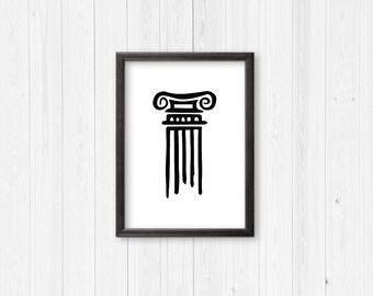 Ionian Greek Column Art Print – Architectural Wall Decor (Digital Download)