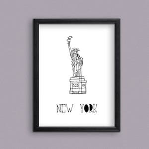 New York's Landmark Statue of Liberty Digital Art Print for instant download - Statue of Liberty Instant downloadable Art Print.