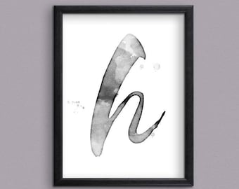 Carta inicial H Digital Art Print para descarga instantánea - Monogram A Instant downloadable Art Print.