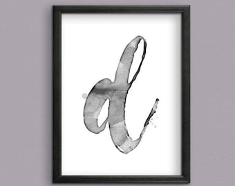 Letter D Watercolor Monogram Print – Initial Art (Digital Download)