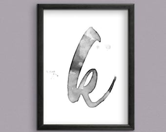 Initial letter K Digital Art Print for instant download - Monogram K Instant downloadable Digital Art Print.