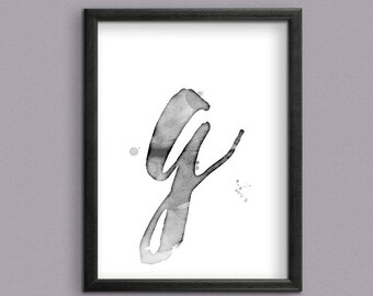 Initial letter G Digital Art Print for instant download - Monogram G Instant downloadable Digital Art Print.