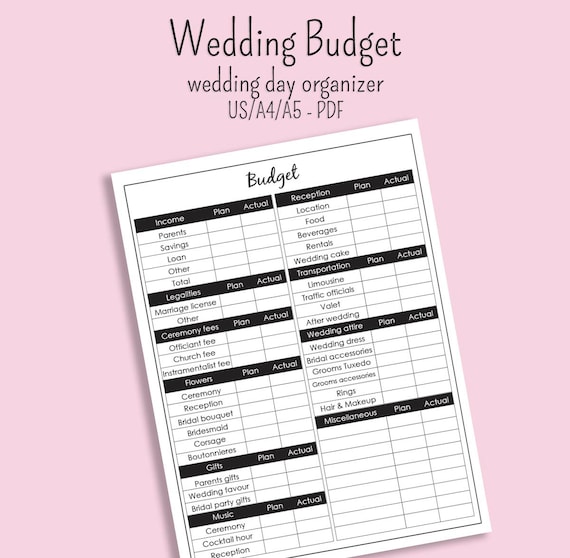 Wedding Budget Printable Sheets US Letter A4 A5 Size Instant Etsy Wedding Budget Printable Sheets US Letter A4 A5 Size Instant Etsy