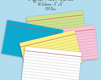 Digital Flash Index cards 3 inch x 5 inch 16 colours pdf files GoodNotes notability digibujo