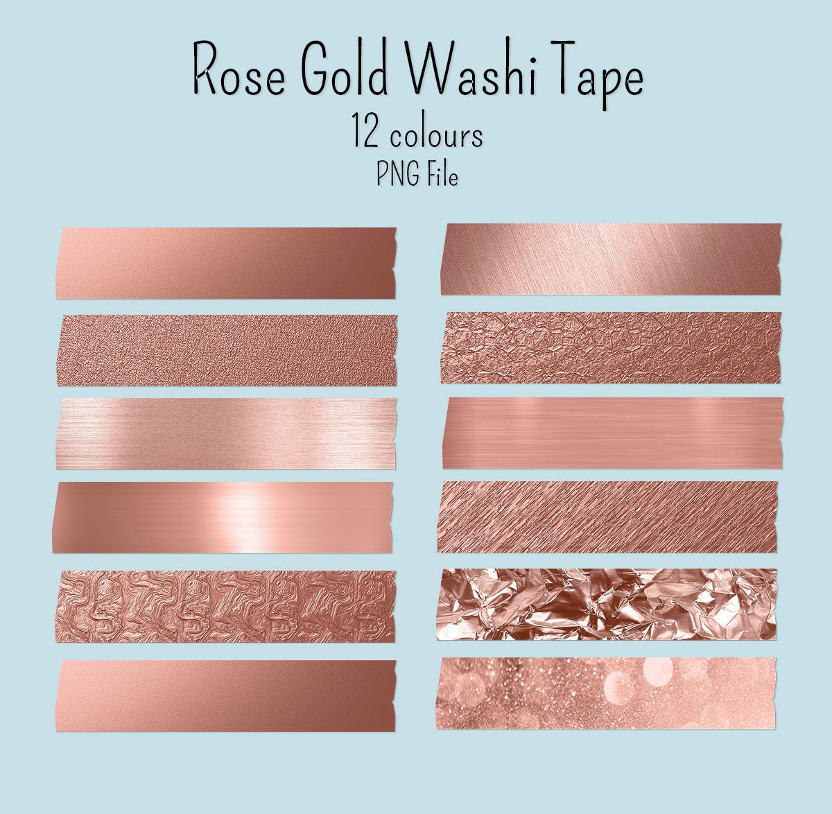 12 Rose Gold Digital stickers Washi tape digital GoodNotes notability  digibujo png