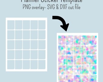 Planner sticker templates svg png dxf ai files includes white overlay and cut files