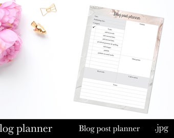 Blog post planner printable sheets US letter size instant download planner