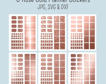 6 Rose Gold Planner sticker sheets  jpg svg png dxf ai files