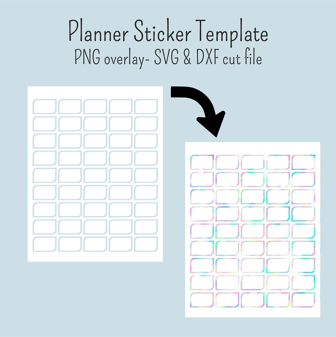 Planner sticker templates svg png dxf ai files includes white | Etsy