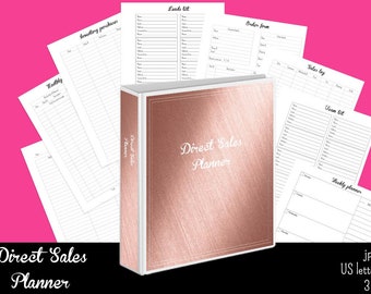 Direct sales planner 36 printable files Binder cover and spine US letter instant download