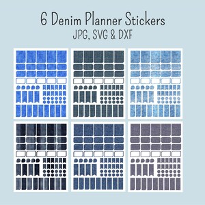 6 Blue floral Planner sticker sheets  jpg svg png dxf ai files