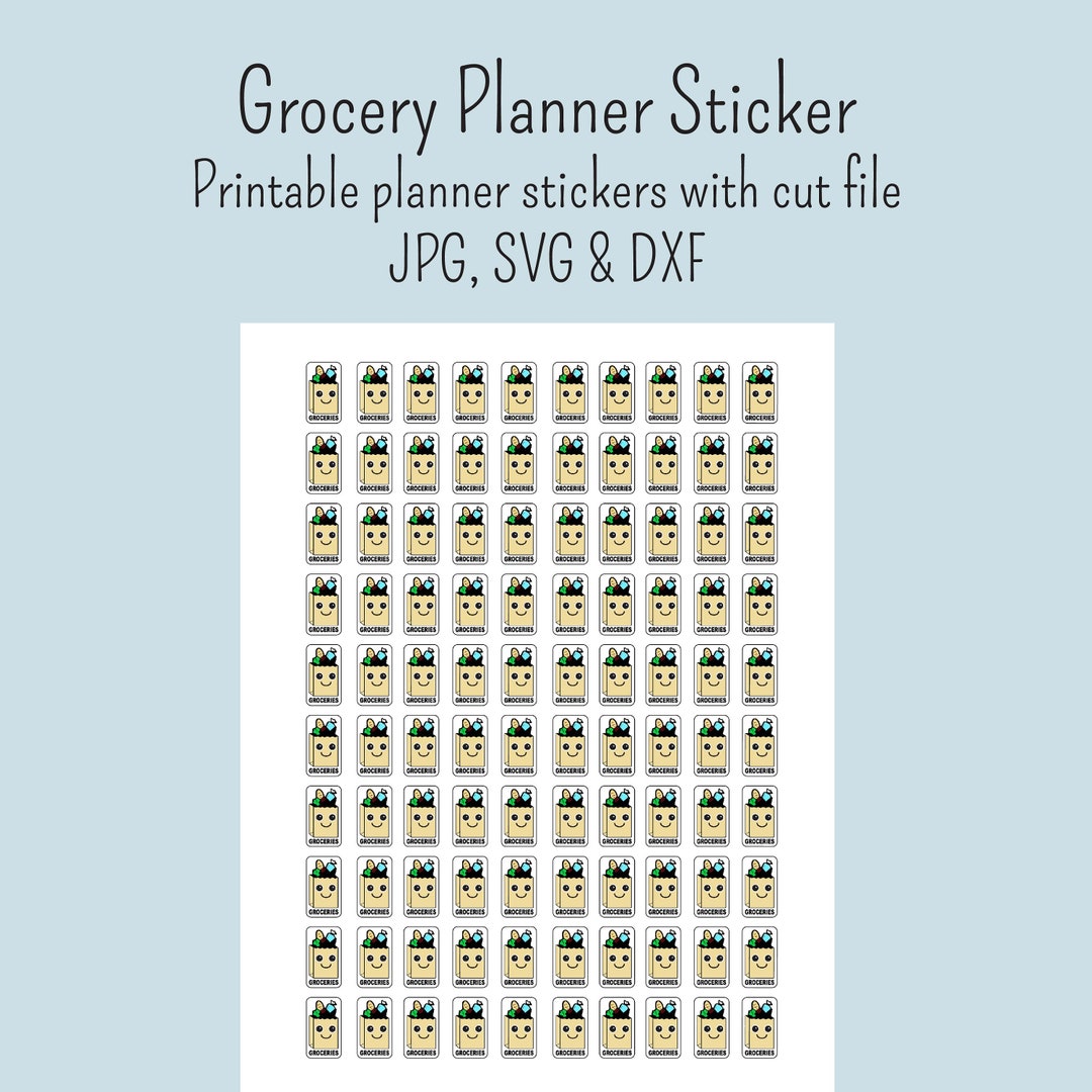 Grocery Printable Planner Stickers Jpg Dxf Svg - Etsy