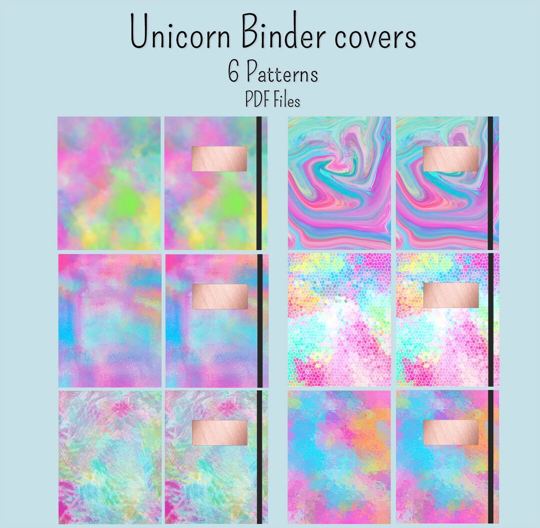 6 Unicorn Covers US Letter Size Printable and Digital Goodnotes Notability Digibujo Pdf Front ...