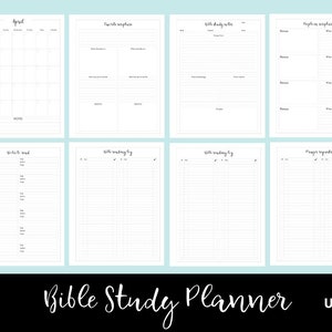 Bible Study Planner 22 Printable Sheets Binder Cover and Spine US ...