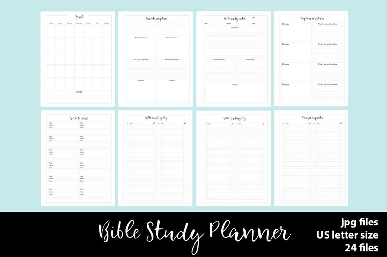 Bible study planner 22 printable sheets Binder cover and spine | Etsy