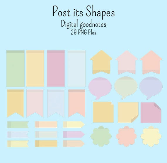 29 Post Its Sticky Note Shapes Digital Sticker Clipart Goodnotes Notability  Digibujo Png Individual Files 