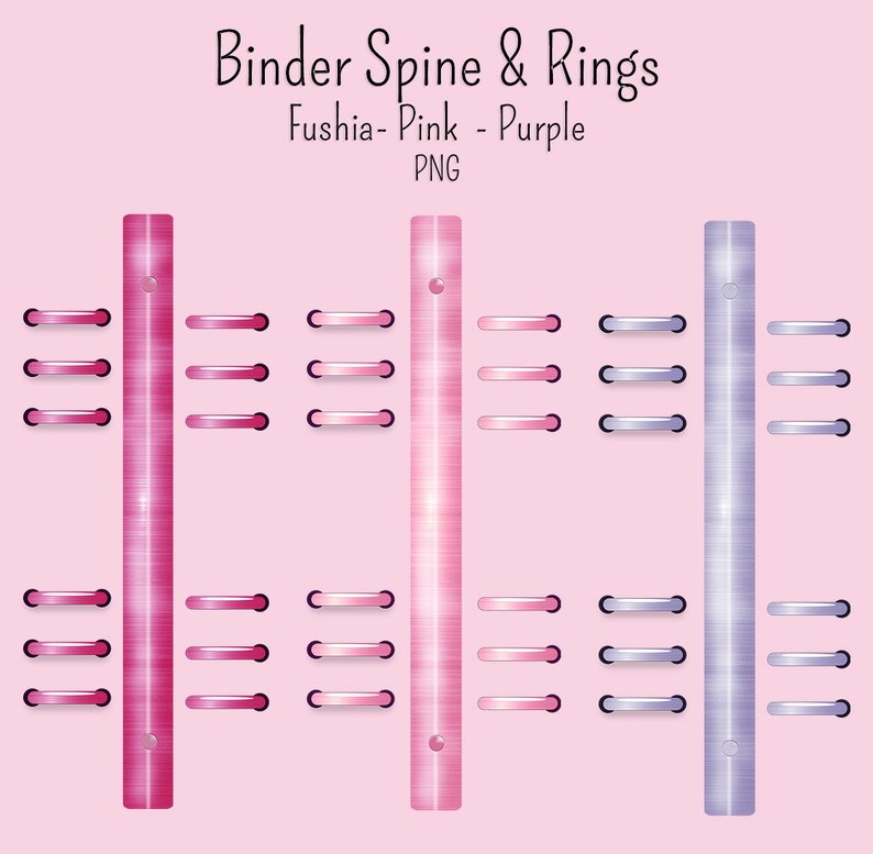 Pink Binder spines and rings digital clip art GoodNotes | Etsy