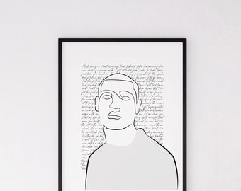 Kano Poster, Music Lyrics Print, Line Art, Minimalist, Monochrome