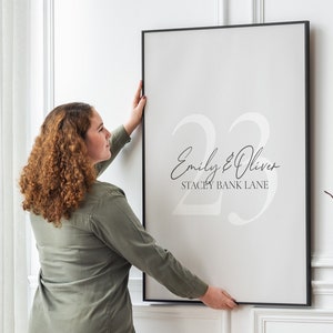 Stampa personalizzata per la nuova casa, regalo personalizzato per inaugurazione della casa, poster personalizzato con il numero della nostra prima casa, idea regalo personalizzata per la casa