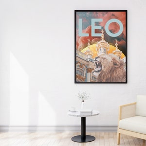 Leo birthday, Star sign print, Astrology poster, Zodiac art, Horoscope collage image 4