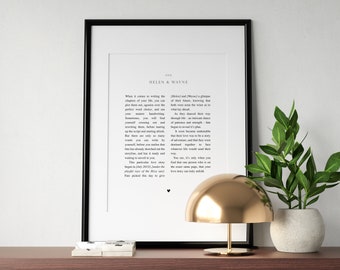 Personalised Wedding Gift, Customised Engagement Present, Customized Couples Anniversary Print, Personalized Literary Novel Poster