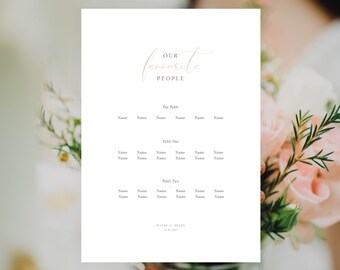 Wedding Seating Plan Sign, Customisable Template Welcome Sign, Clean Minimalist Classic